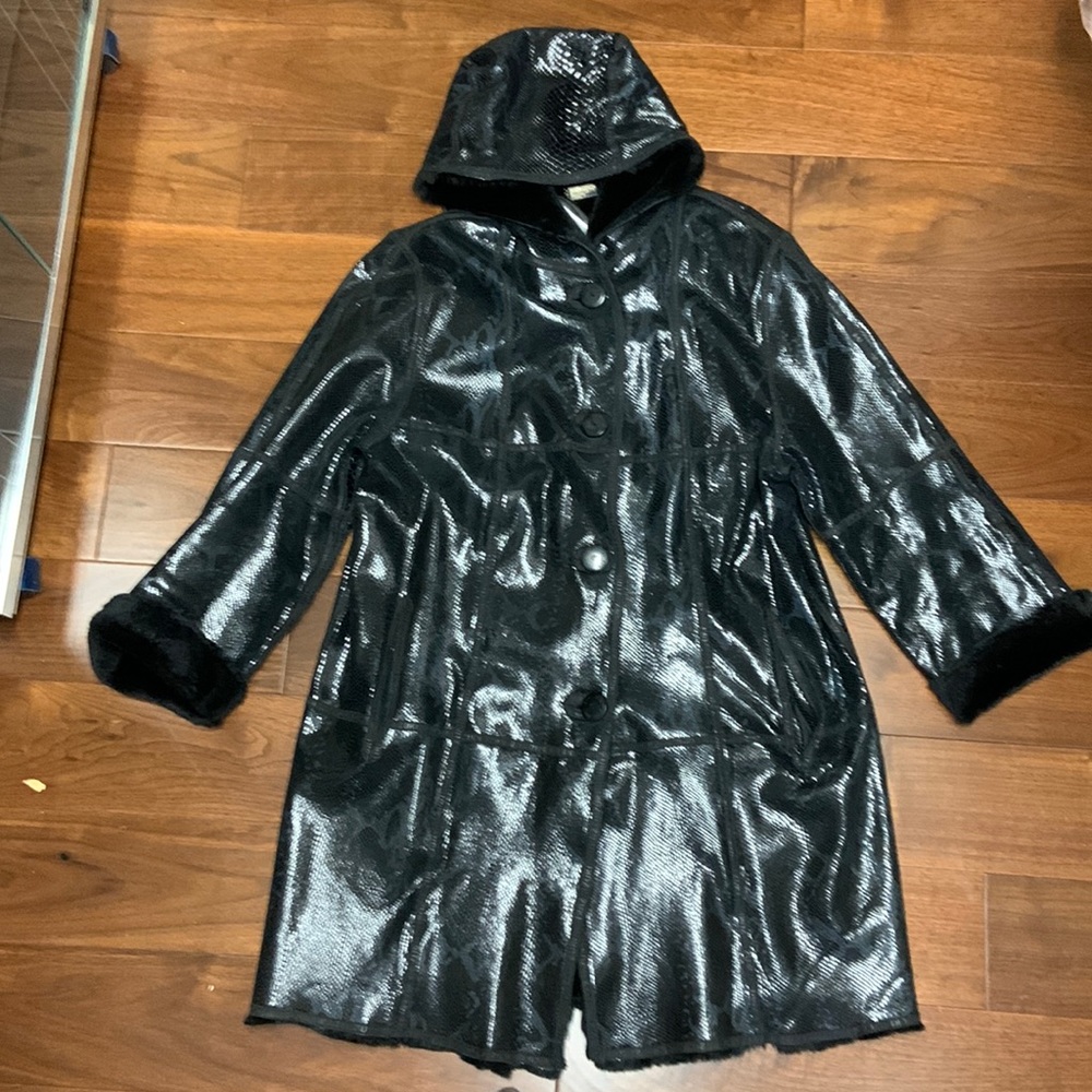 Zuki reversible faux fur and faux leather coat